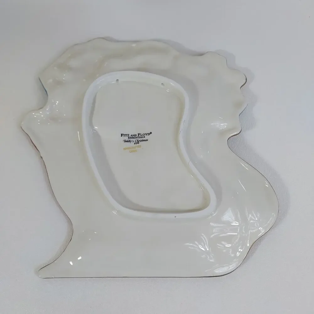 2003 Fitz and Floyd 8 Inch Canape Plate Teddy's Christmas Retired 2078/40‎